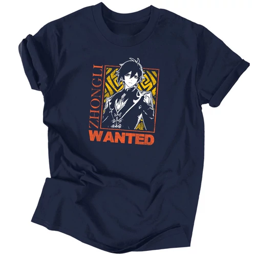 Zhongli Wanted  póló (Sötétkék)