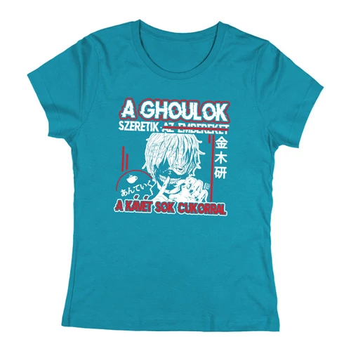 A ghoulok szeretik a kávét női póló (Türkiz)