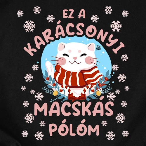 Ez a karácsonyi macskás férfi póló (B_Fekete)