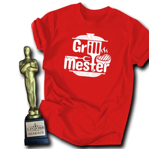 Grill mester férfi póló (Piros)