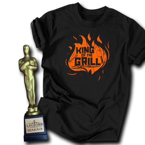King of the grill férfi póló + A legjobb szakács ajándék szobor