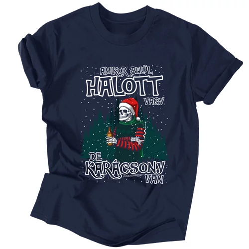 Halott karácsony férfi póló (Sötétkék)