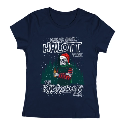 Halott karácsony női póló (Sötétkék)