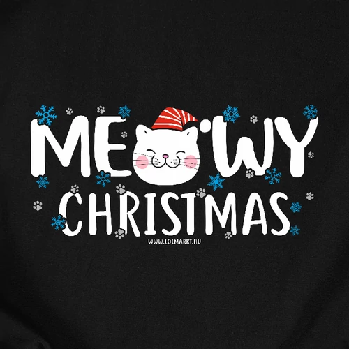 Meowy Cristmas női póló (B_Fekete)