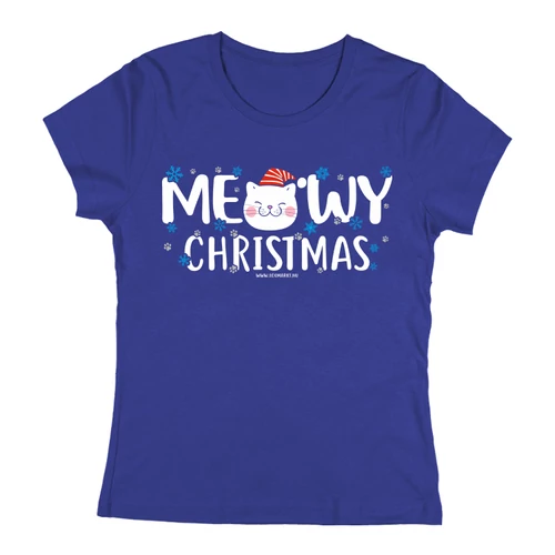 Meowy Cristmas női póló (Királykék)