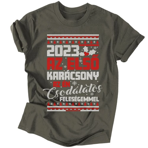 Az első karácsonyom a feleségemmel férfi póló (grafit)