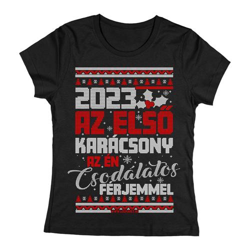 Az első karácsonyom a férjemmel női póló (fekete)