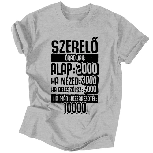 Szerelő Óradíjak férfi póló (szürke)