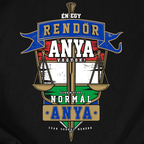 Rendőr anyuka női póló (b_Fekete)