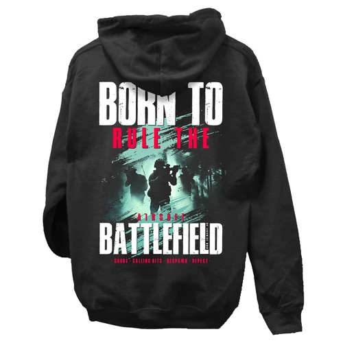 Rule The Battlefield - kapucnis pulóver (Fekete)