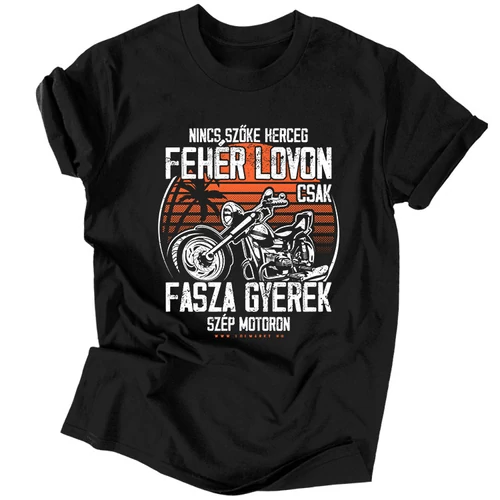 Fasza gyerek motoron férfi póló (Fekete)