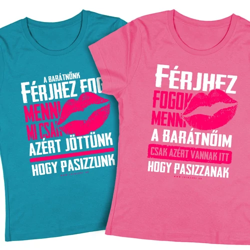 Férjhez fogok menni - Lánybúcsú póló szett (Türkiz-Rózsaszín)