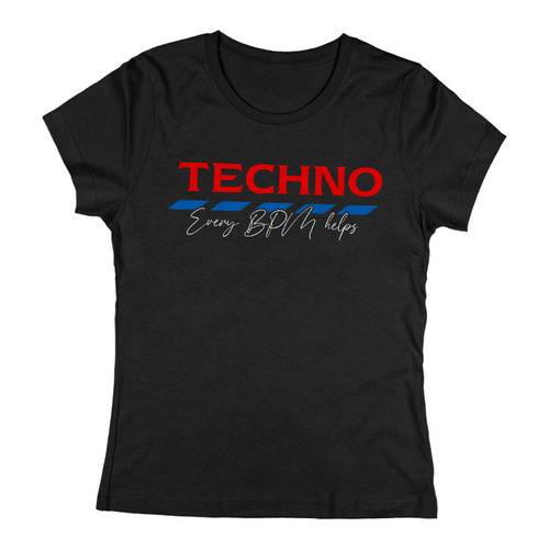 Techno gazdaságos női póló (Fekete)