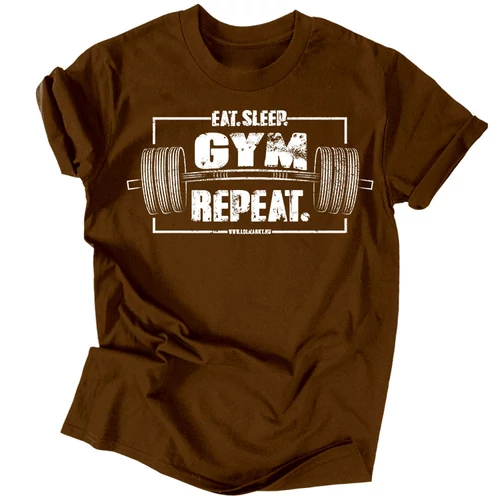 Eat. Sleep. Gym. Repeat. férfi póló (Barna)