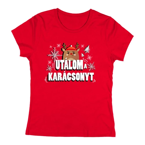Utálom a karácsonyt női póló (Piros)