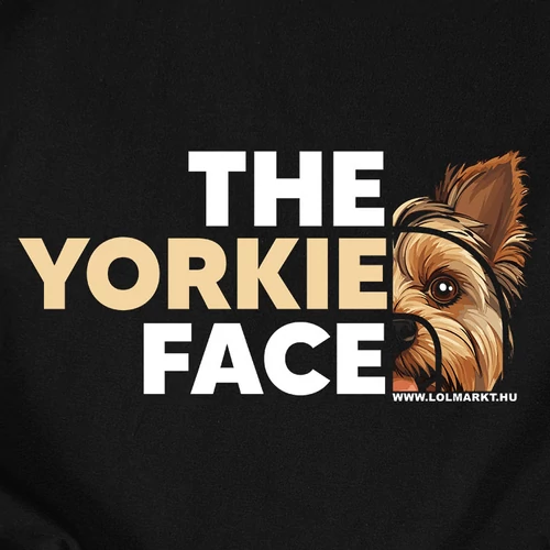 The yorkie face kapucnis pulóver (B_Fekete)
