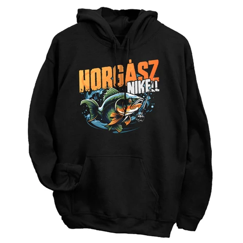 HorgászNIKEll kapucnis pulóver (Fekete)