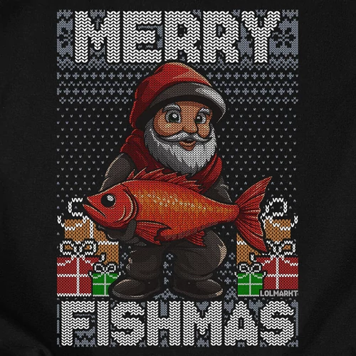 Merry fishmas férfi póló (B_fekete)
