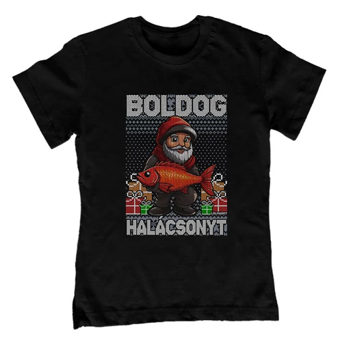 Boldog halácsonyt gyerek póló (Fekete)