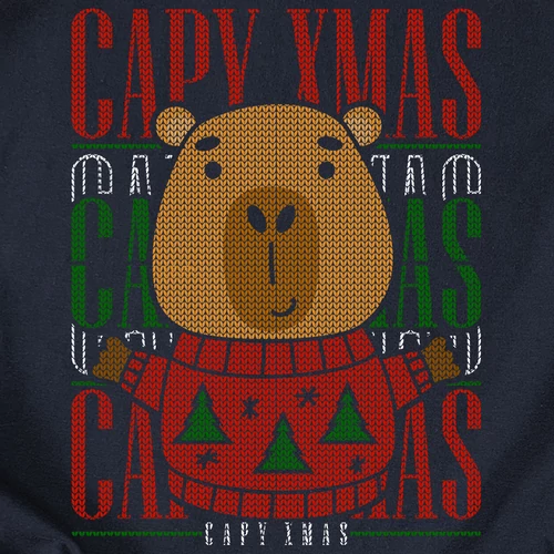 Capy xmas (ölelős) férfi póló (B_sötétkék)