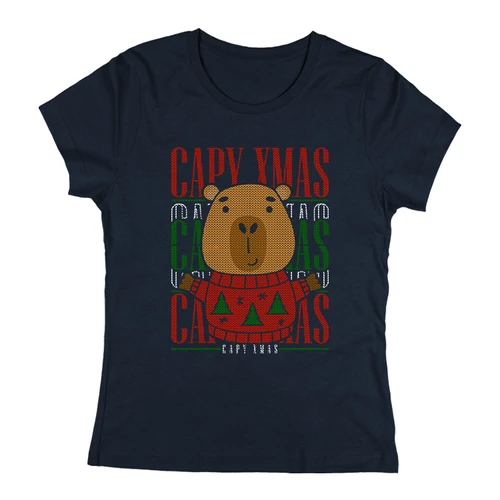  Capy xmas (ölelős) női póló (Sötétkék)