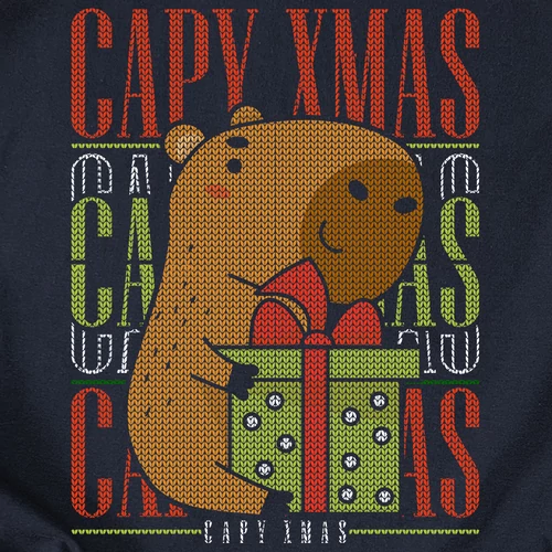 Capy xmas (ajándékozós) férfi póló (B_sötétkék)
