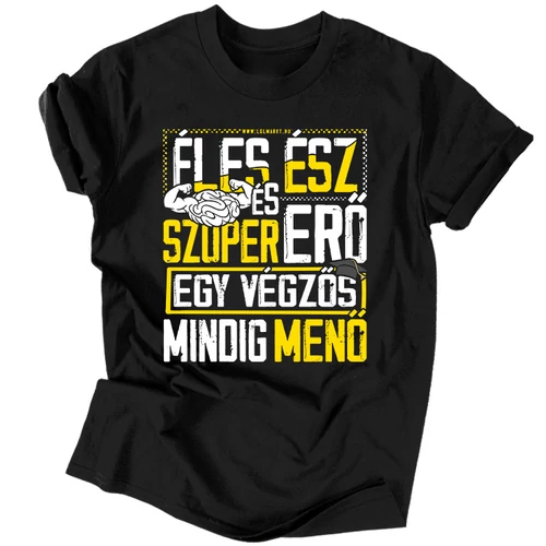 Éles ész ... végzős férfi póló (Fekete)