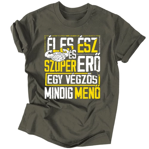 Éles ész ... végzős férfi póló (Grafit)