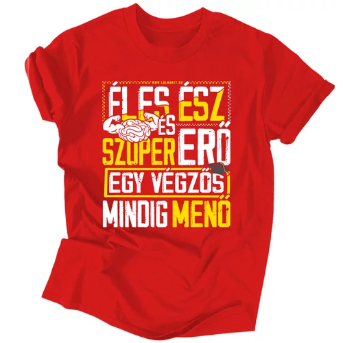 Éles ész ... végzős férfi póló (Piros)