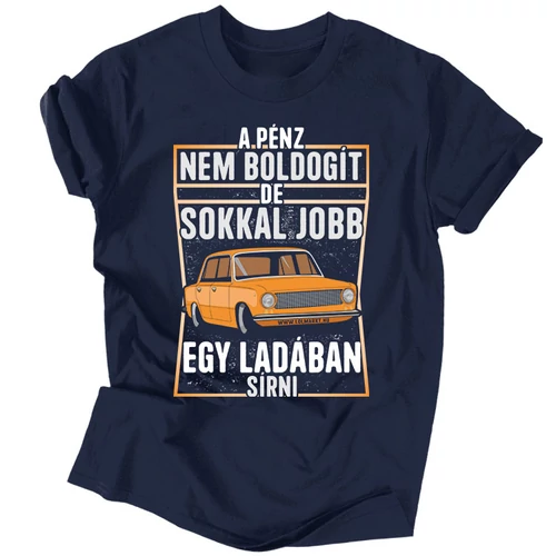 Jobb egy ladában férfi póló (Sötétkék)