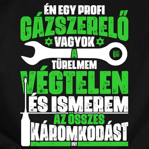 Gázszerelő vagyokférfi póló (B_Fekete)