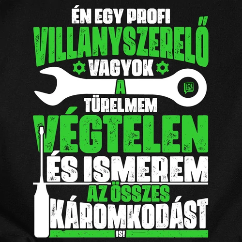 Villanyszerelő vagyok férfi póló (B_Fekete)