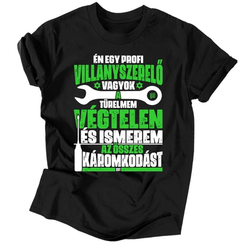 Villanyszerelő vagyok férfi póló (Fekete)