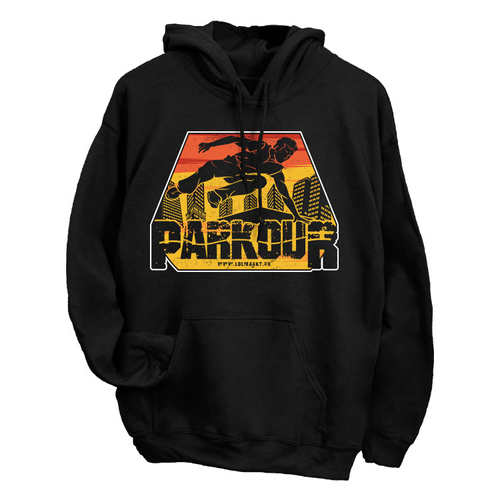 Parkour kapucnis pulóver (Fekete)