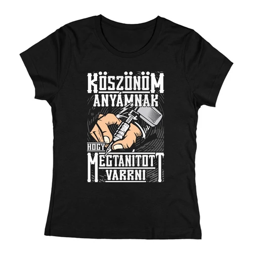 Tudok varrni női póló (Fekete)