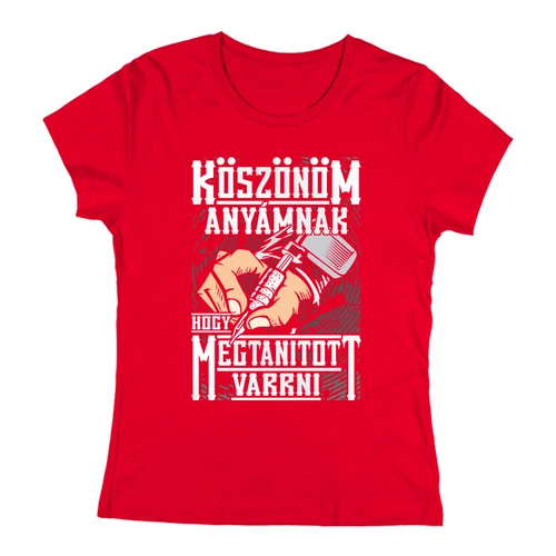 Tudok varrni női póló (Piros)