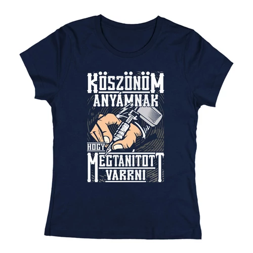 Tudok varrni női póló (Sötétkék)
