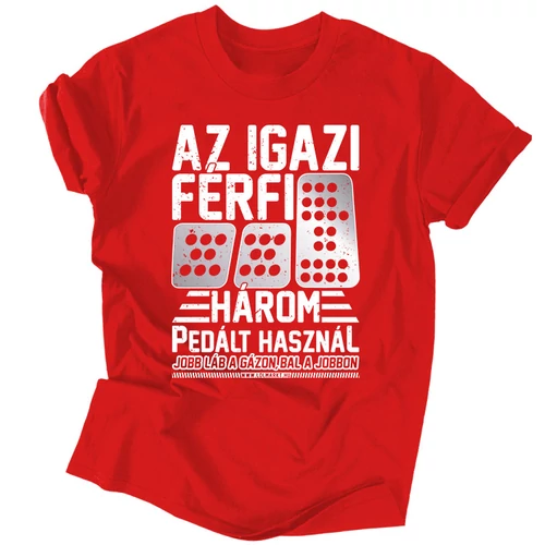 Jobb láb a gázon férfi póló (Piros)