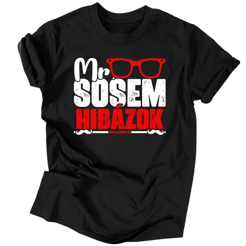 Mr. sosem hibázok férfi póló (Fekete)