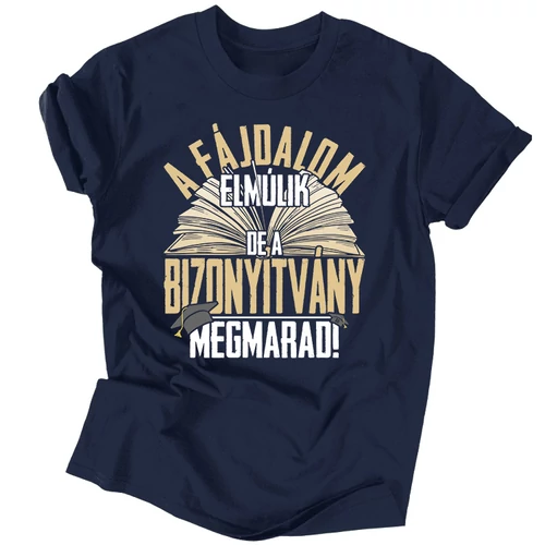 A bizonyítvány megmarad férfi póló (Sötétkék)