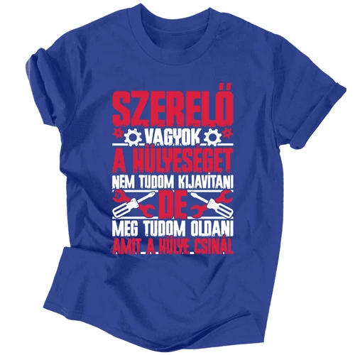 Mindent megoldó szerelő férfi póló (Királykék)