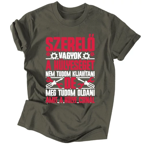 Mindent megoldó szerelő férfi póló (Grafit)