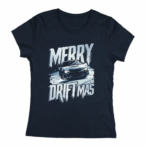 Merry driftmas női póló (Sötétkék)