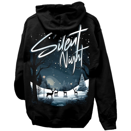 Silent night kapucnis pulóver (Fekete)