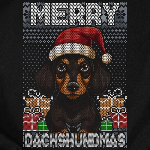 Merry dachshundmas férfi póló (B_fekete)