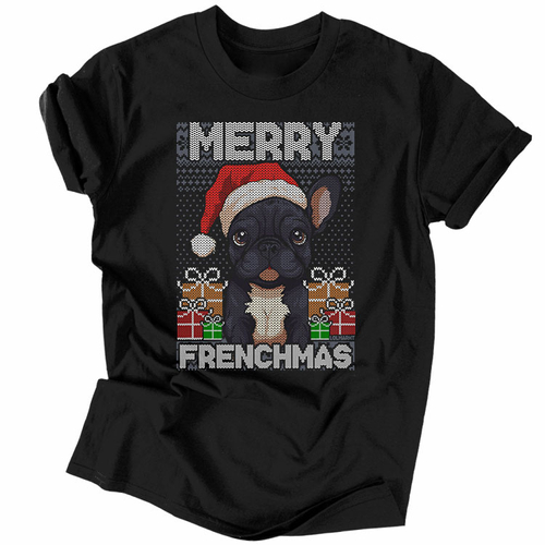 Merry frenchmas férfi póló (Fekete)