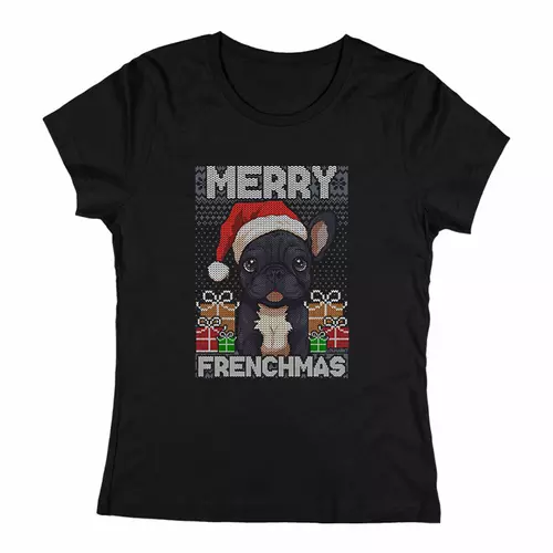 Merry frenchmas gyerek póló (Fekete)