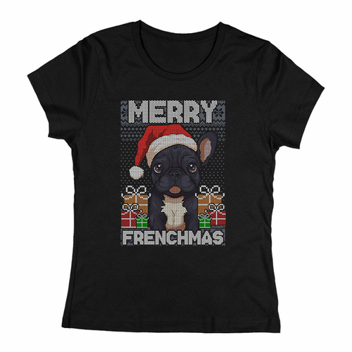 Merry frenchmas női póló (Fekete)