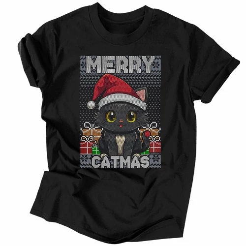 Merry catmas férfi póló (Fekete)
