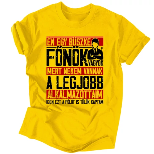 Büszke főnök férfi póló (Sárga)
